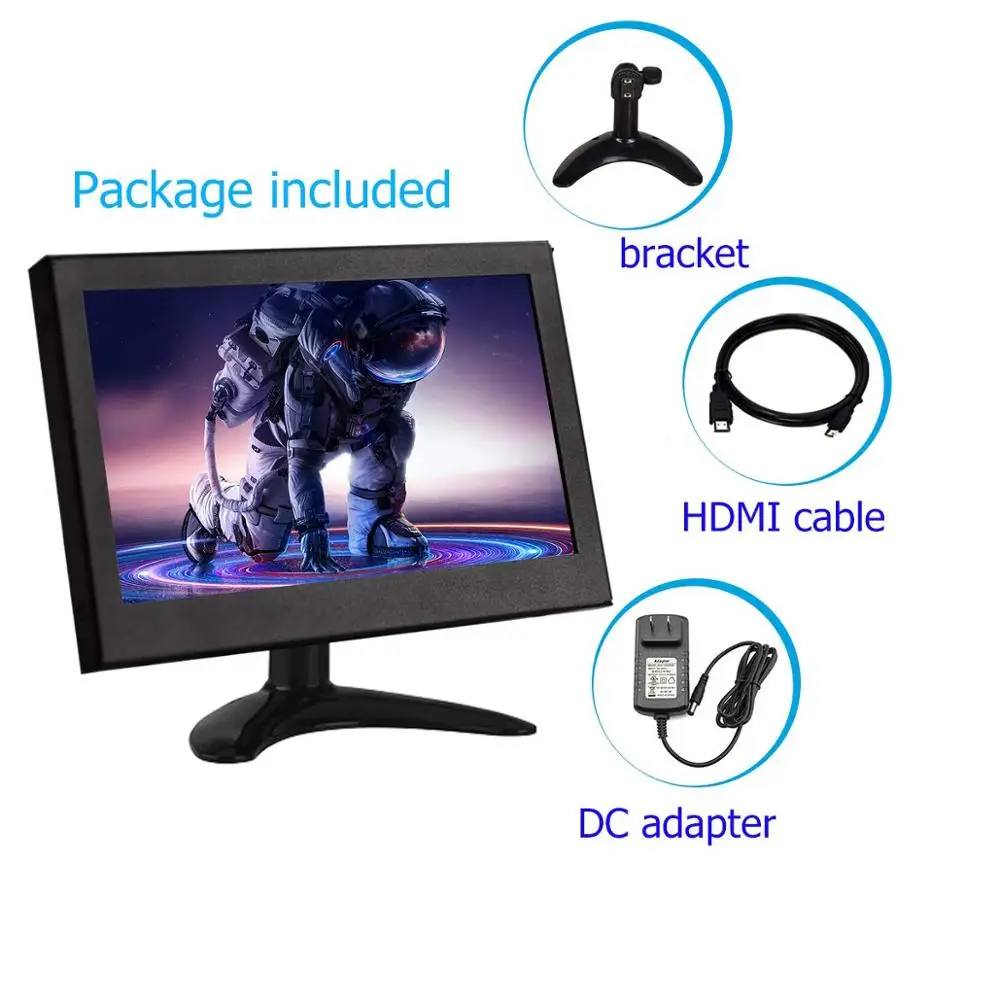 Автомобильный портативный мини-монитор 7 дюймов Full HD 1024x600 diaplay witn VGA HDMI интерфейс