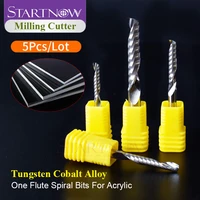 startnow 5pcslot acrylic carbide tungsten steel milling cutter cnc router tungsten 1 flute spiral bits pvc plastic end mills
