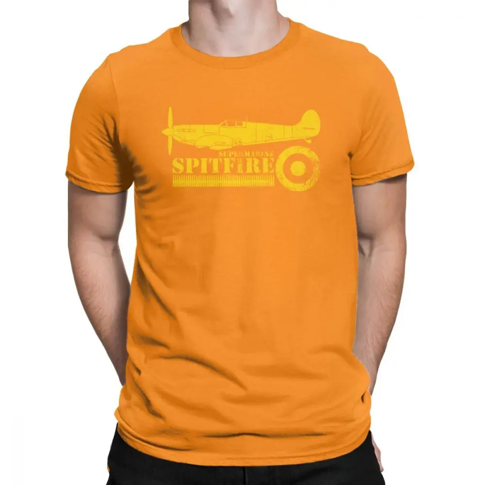 Мужская футболка WW2 Battle Of Britain Fighter RAF Spitfire, хлопковая футболка с короткими рукавами и принтом - Цвет: Оранжевый