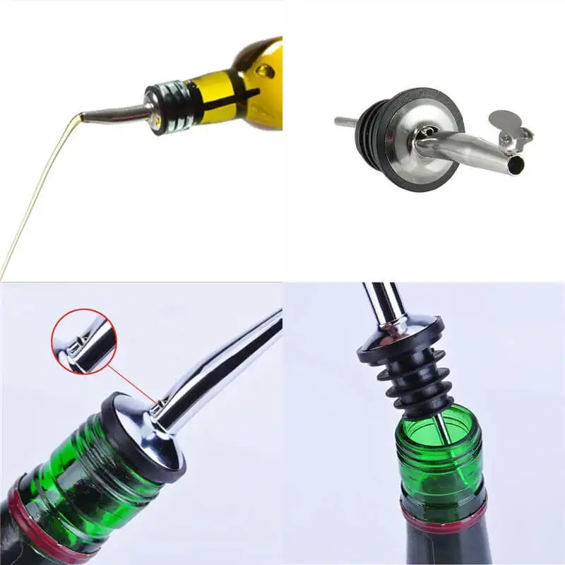 1PCS Stainless Steel Liquor Spirit Pourer Flow Bottle Pour Red Wine Oil Soy Sauce Vinegar Multi-Function Stopper With Cap - купить по