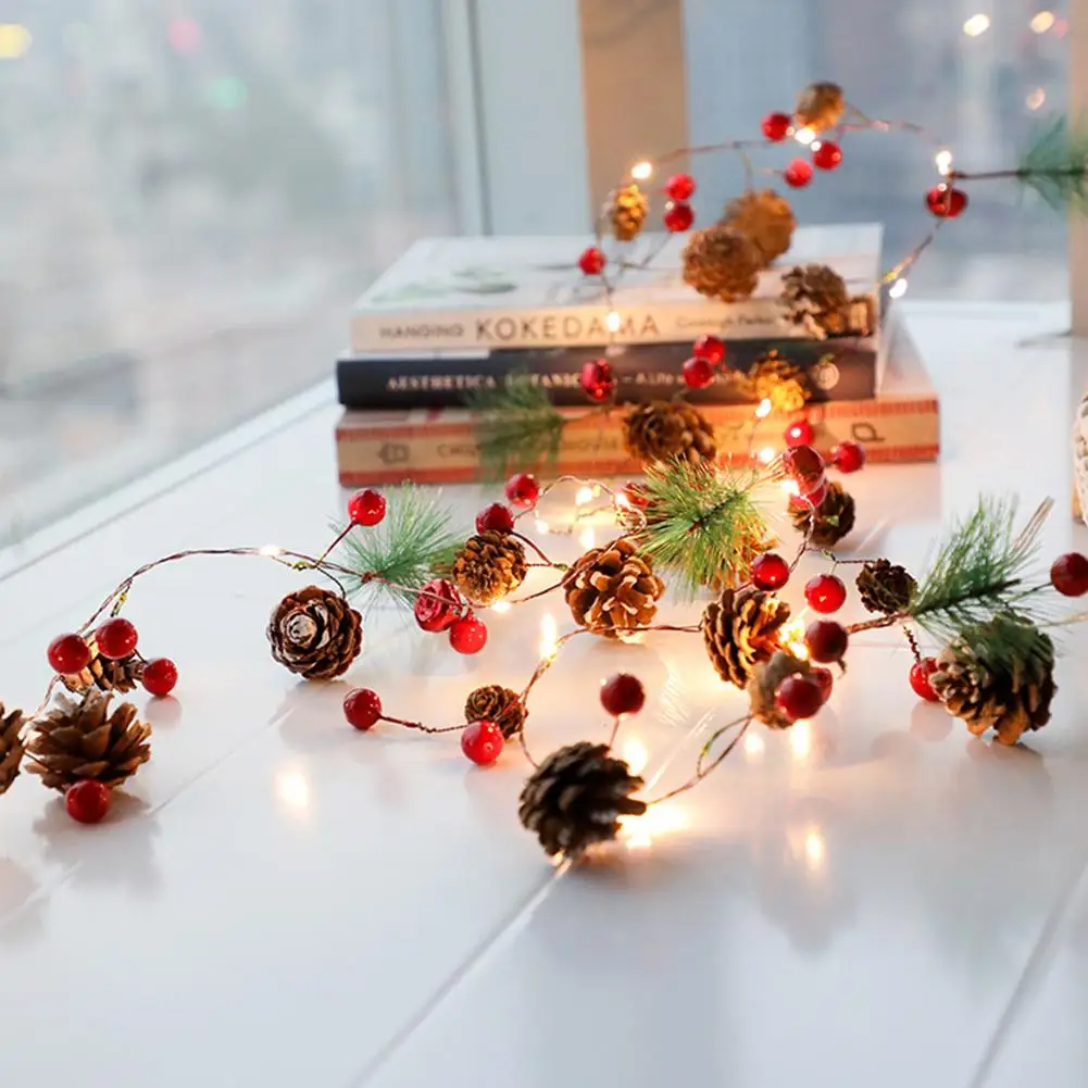 

LED Copper Wire String Light Warm White Battery Powered Pine Cones Christmas Bell Decoration Light for Wedding Party Gardens
