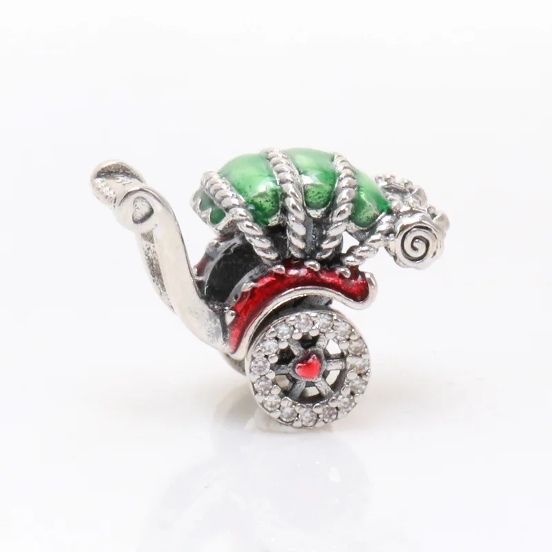 

Hot Genuine 925 Sterling Silver Ancient Chinese Rickshaw Driver charm fit Original bead Bracelet Jewelry Making DIY Gift