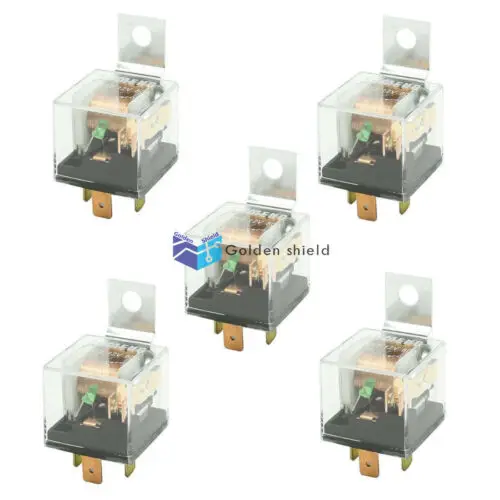 

5 Pcs JD1912 Clear Plastic Housing SPST NO Green Indicator Car Relay DC 12V 80A