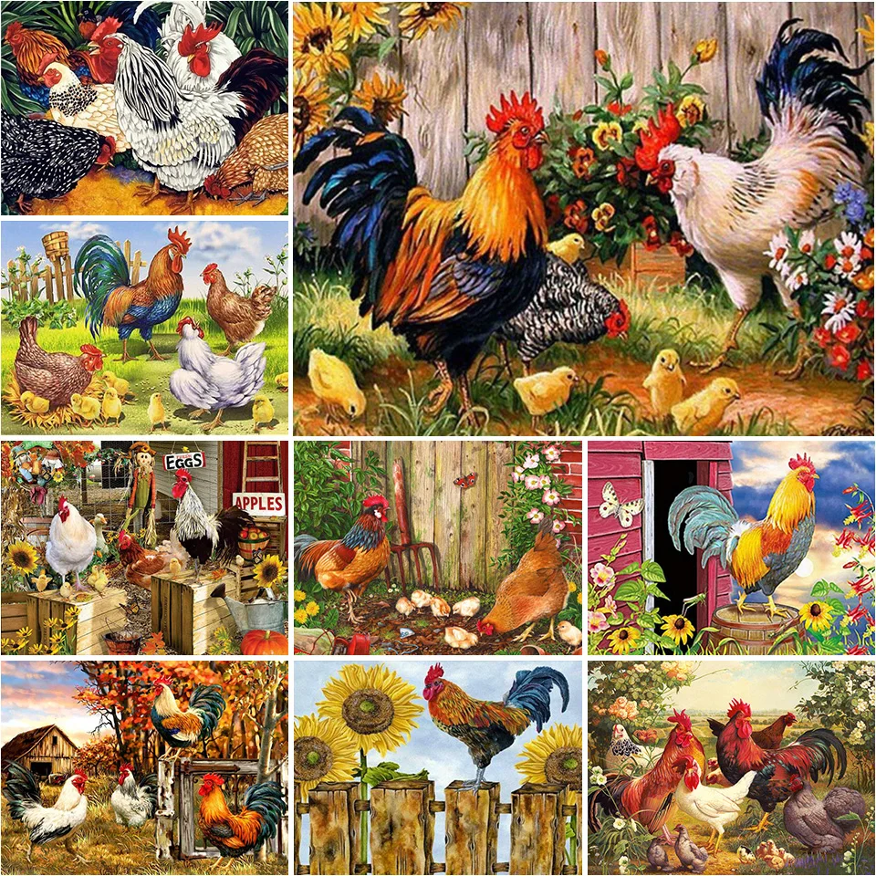 

5D DIY Diamond Painting Animal Chicken Cross Stitch Kit Full Diamond Square Embroidery Mosaic Art Picture Home Decoration