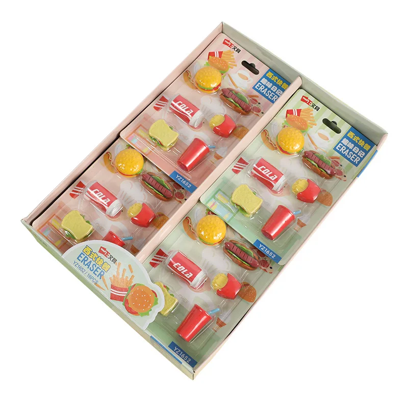 

A set of 6 erasers Western-style fast food fun series creative cute and vivid shapes graduation gifts school supplies