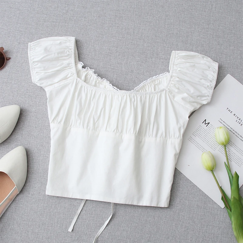 

Summer women's casual solid color strap design slim-fit shirt