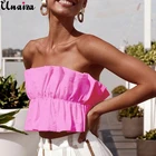 Женский топ Unaiza, Летний Топ без бретелек, с одним вырезом, с завязками на груди, сексуальный, Повседневный, Облегающая майка