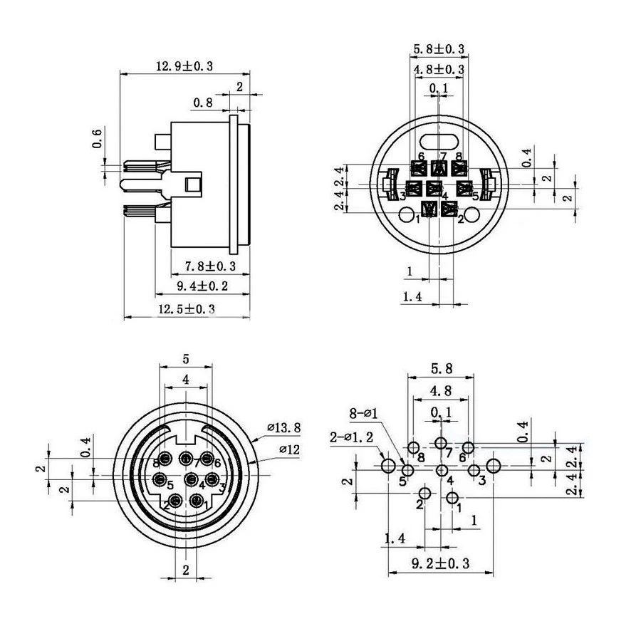 10 шт./лот PS2 8 Pin мини DIN розеточная часть соединителя 8Pin игольчатым подшипником