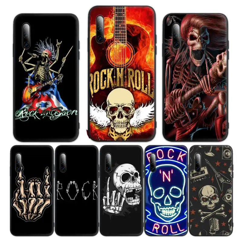 

Rock roll skull black Phone Case for Huawei p10 p20 p30 p40 p40pro p20lite p30pro p9lite2016 coque Fundas