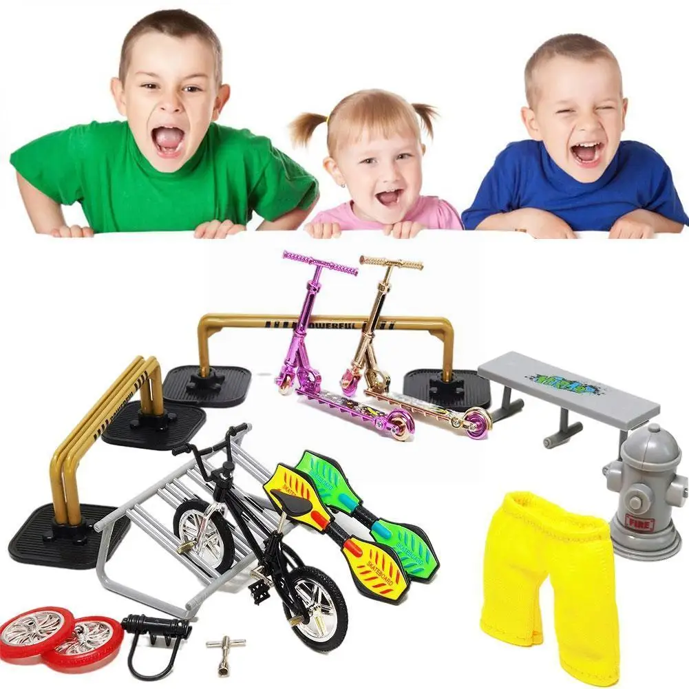 

Fingerboard Bike Props Alloy Finger Scooter Skateboard Kids Accessories Two Shoes Wheel Mini Tools Set Toys Bicycle Scoot N0Z7
