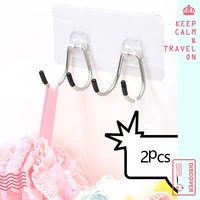 2pcs strong adhesive hook stickers for home storage wall kitchen load bearing traceless free punching suction cup organization