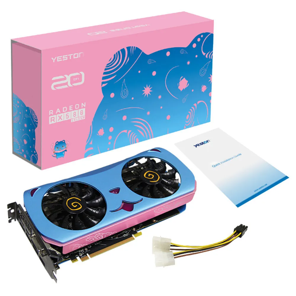 Yeston Radeon RX580 Графика карты милое животное PCI Express X16 3 0 2048SP 8G GDDR5 видеоигр внешних