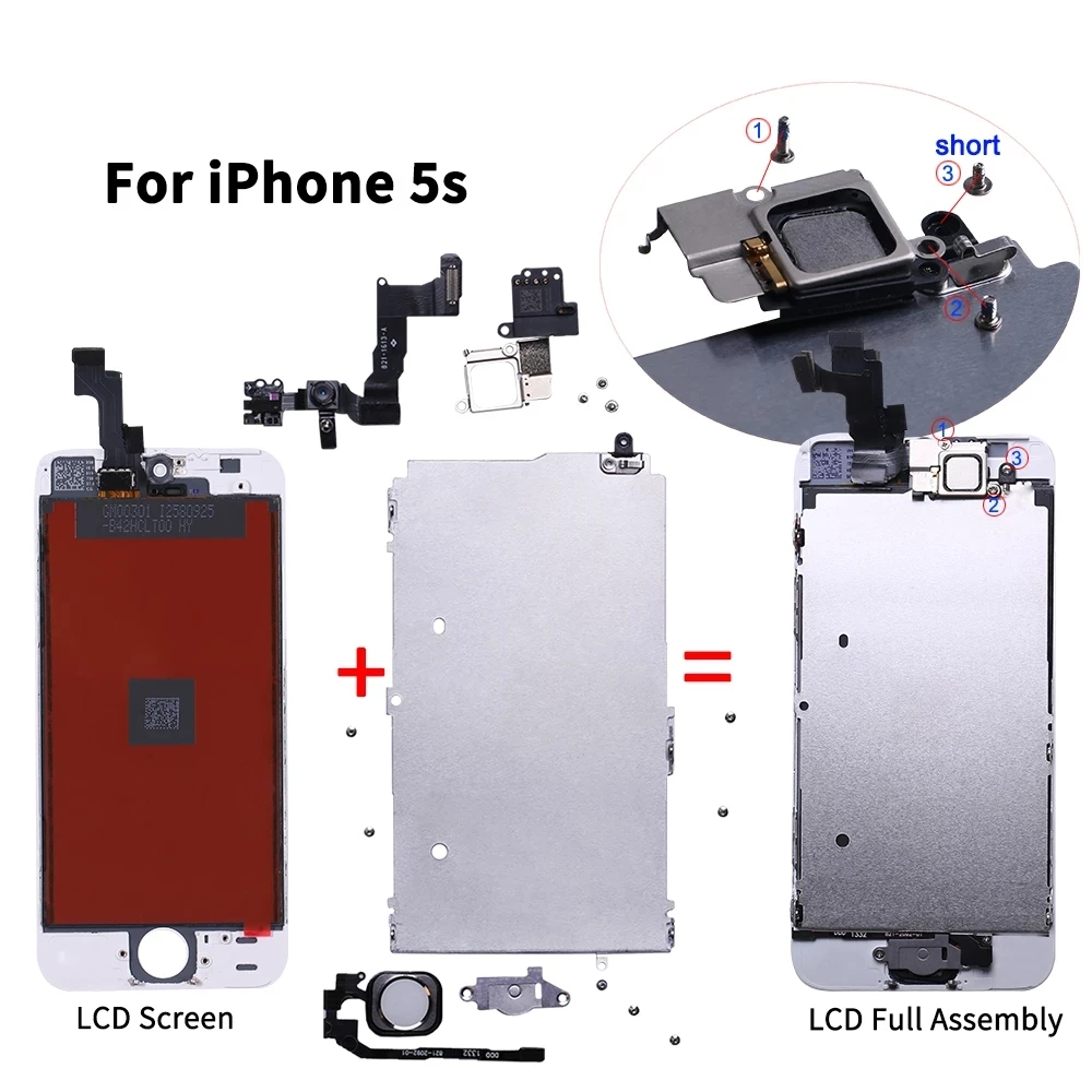 Сменный ЖК-дисплей AAA +++ для iPhone 6 6S 5S 5C SE 7 Plus 8 SE2 полный экран с камерой и кнопкой