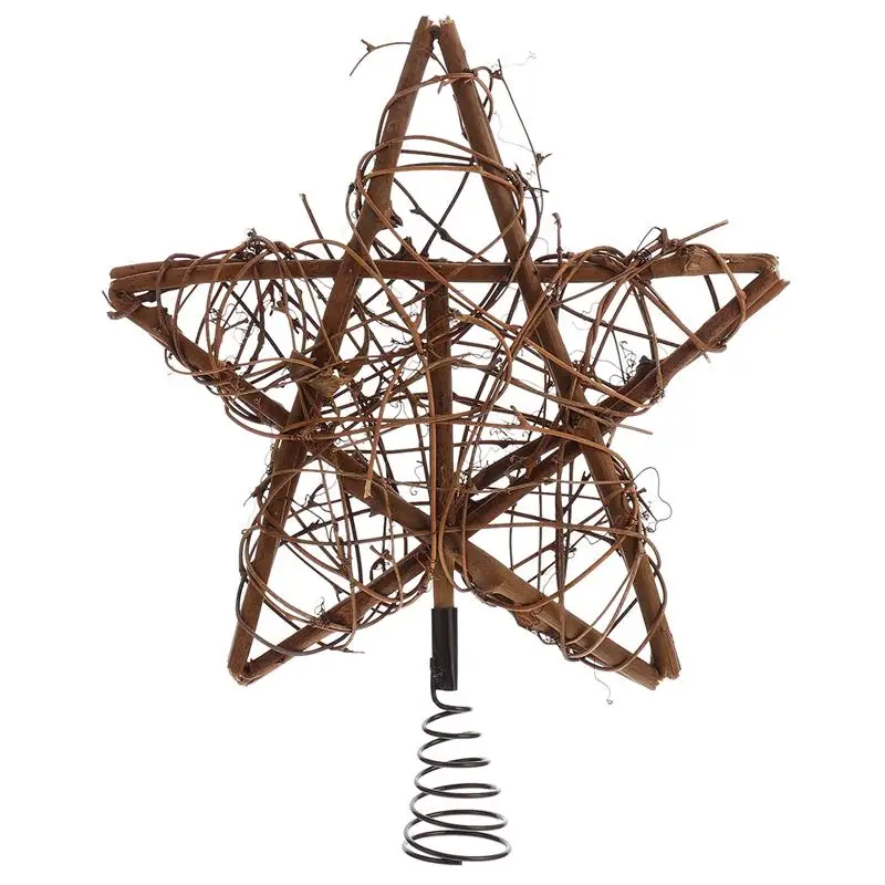 

Christmas Rattan Star Treetop With Spring Support Xmas Tree Topper Decoration New Year Wedding Party Supplies Home Decoration
