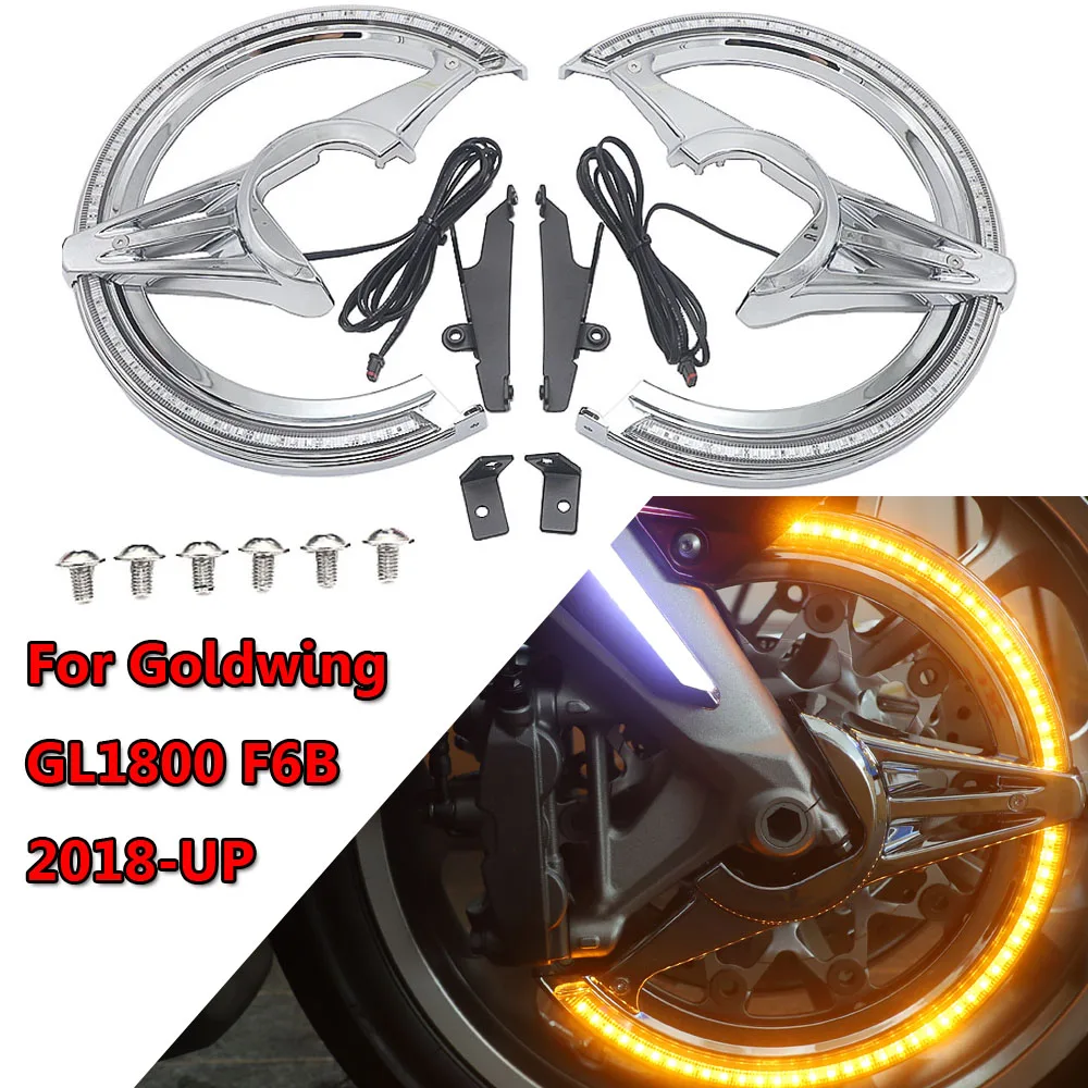 

New For Honda GL1800 Goldwing Motorcycle Accessories Chrome Black Brake Disc Rotors Covers LED Cornering Lamp 2018-UP 2019 2020