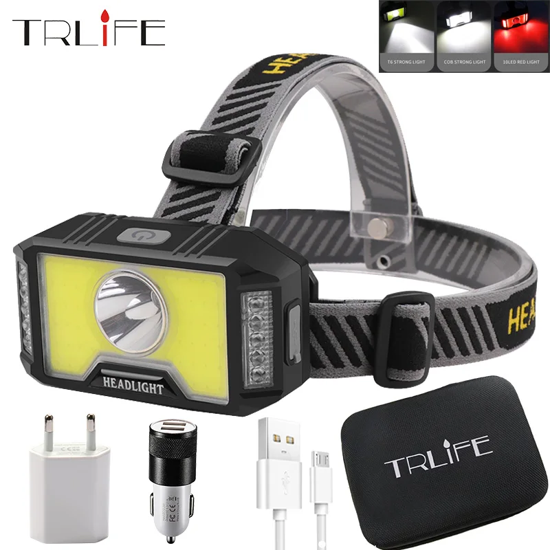 

8000LM USB LED Headlight G12 Headlight T6+COB+10*LED Portable Mini Headlamp Outdoor Waterproof Flashlight Built-in 1800mAH Batte