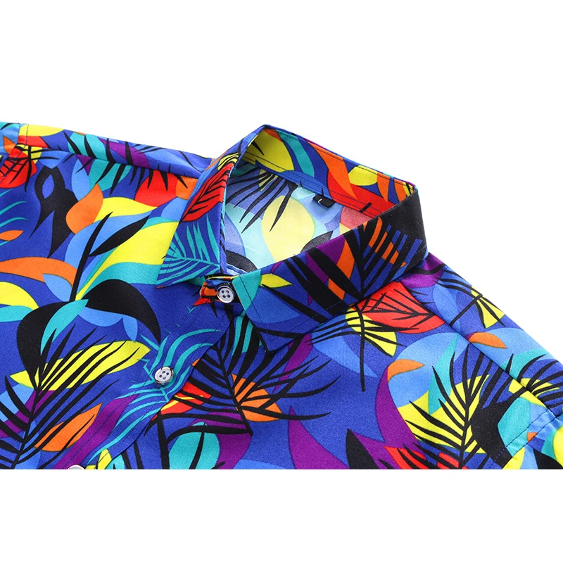 

Spring Men's Slim Floral Print Long Sleeve Shirts Fashion Brand Party Holiday Casual Dress Flower Shirt Homme Plus Size 6XL 7XL