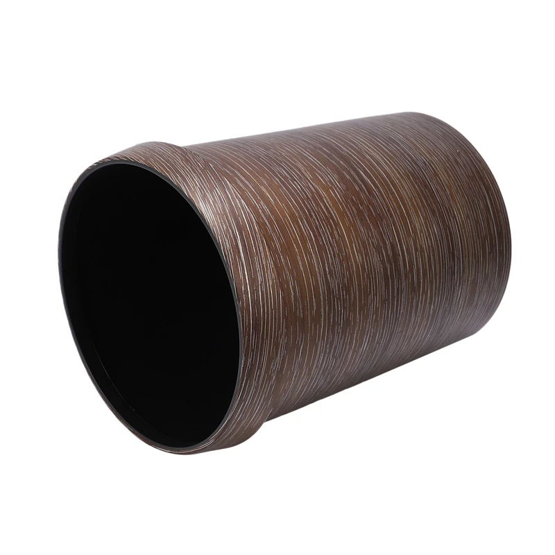 HIPSTEEN Retro Style Pressing Ring Plastic Trash Can Household Office Mimetic Wood Grain Garbage Bin - Dark Brown | Дом и сад