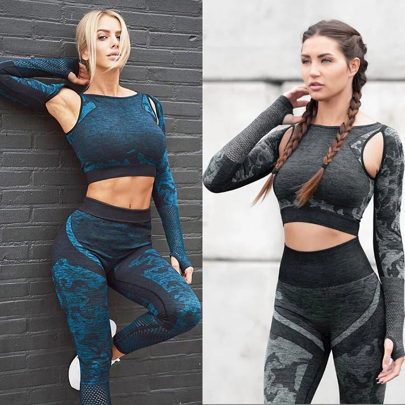 

Seamless Gym Sets Sport Outfit For Woman Yoga Set Tracksuit Gray Black Red Workout Overalls for fitness high waist leggin suit