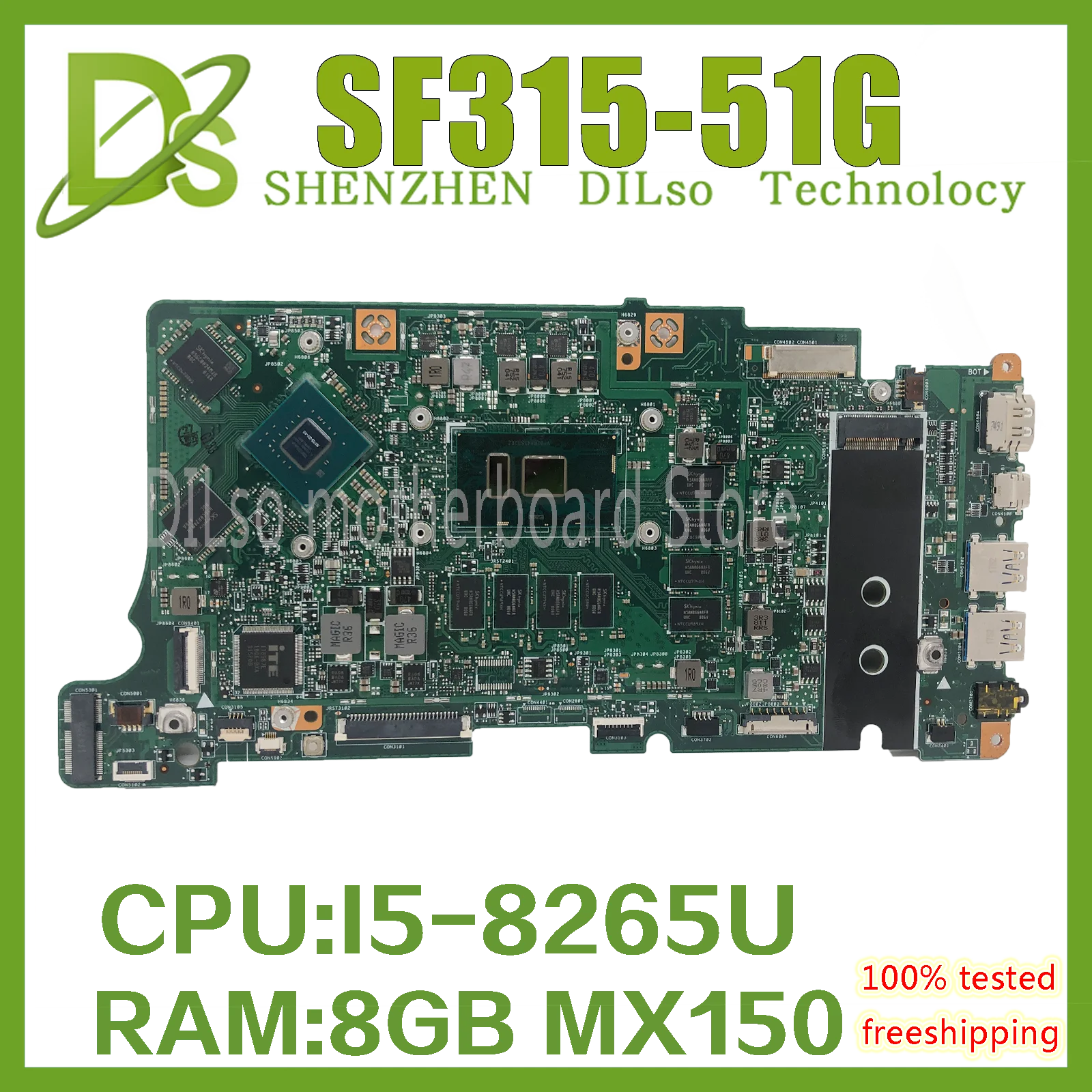 

KEFU BE5EA Mainboard is Suitable For Acer Swift 3 SF315-51 SF315-51G Laptop Motherboard With I5-8250U 8GB-RAM MX150 100% Tested