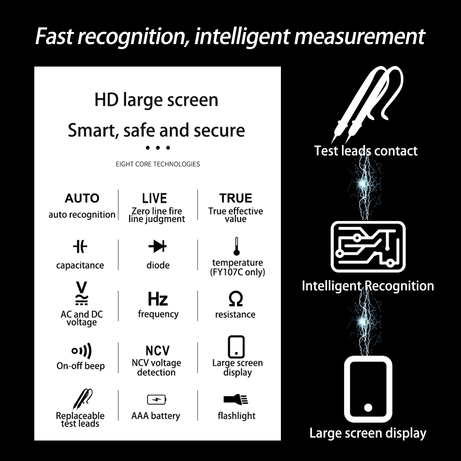 Цифровой мультиметр 6000 отсчетов Ture RMS AC DC NCV Φ Температура Напряжение умный