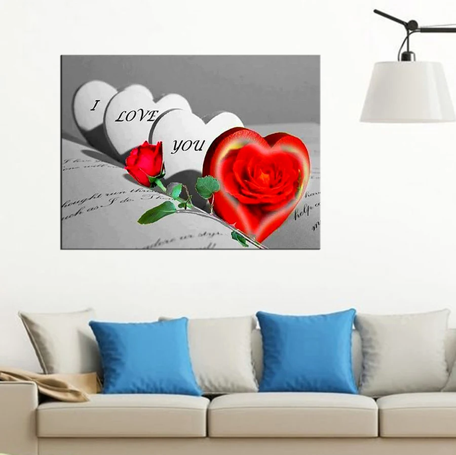 5D алмазная живопись полная круглая картина любовь роза вышивка стразы цветок