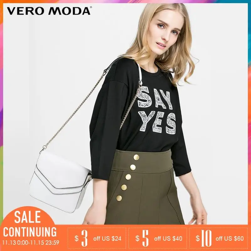 Vero Moda Бренд 2018 Новинка Женский Пуловер Свободный Фасон Короткий Женская Футболка