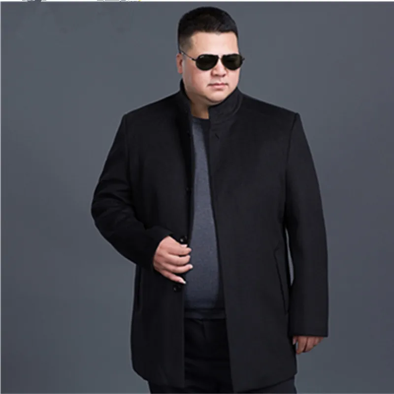 Новое зимнее шерстяное длинное полупальто 8XL7XL 6XL 5XL 4XL мужское приталенное