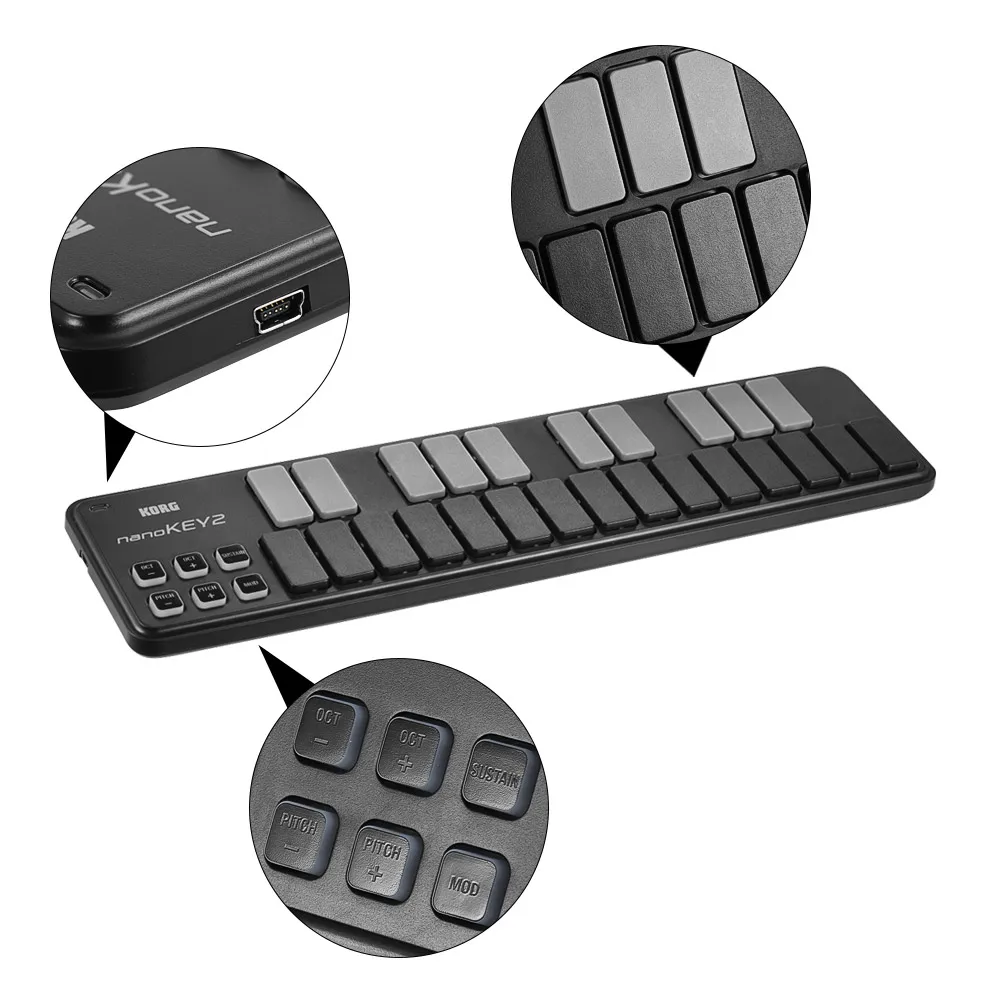 KORG MIDI Контроллер Тонкий-линия Портативный USB клавиатура контроллер 25 клавиш с
