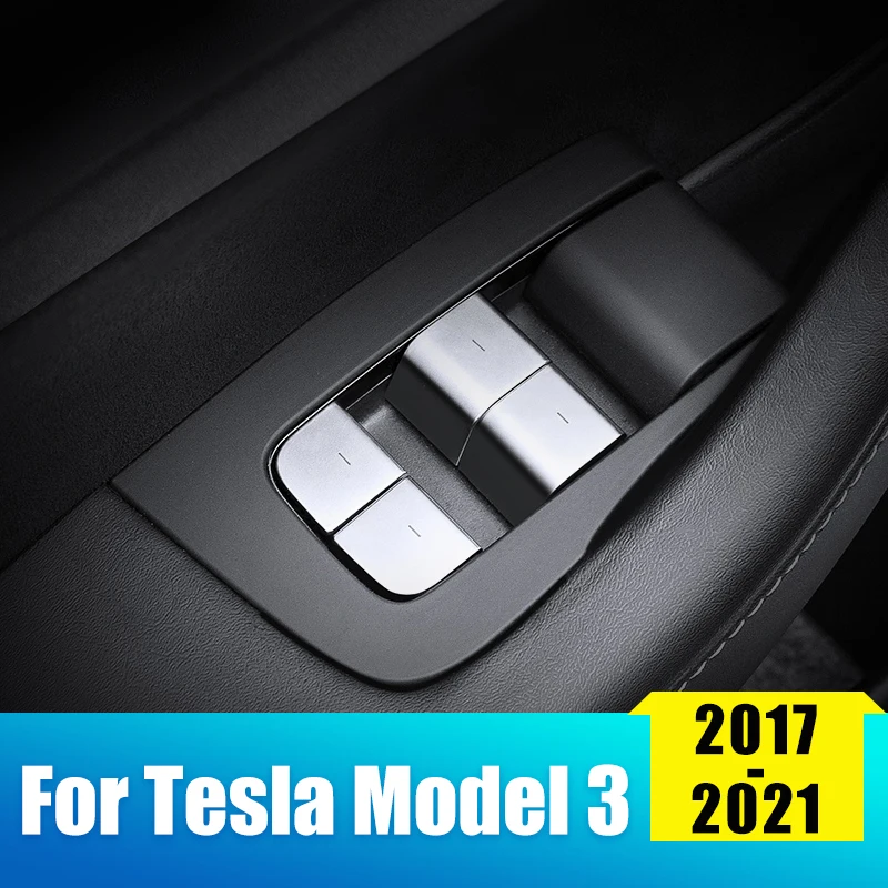 

For Tesla Model3 Model 3 2017- 2020 2021 2022 Car Door Window Glass Lift Switch Button Cover Trim Stickers Interior Accessories