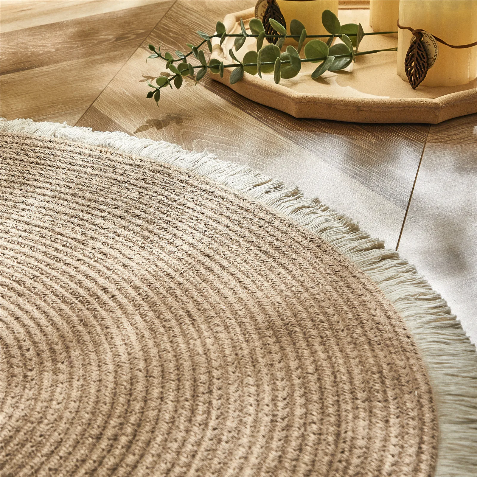 round woven rugs handmade rattan carpet with tassel for bedroom living room vintage home decor floor mats chic room door mat free global shipping