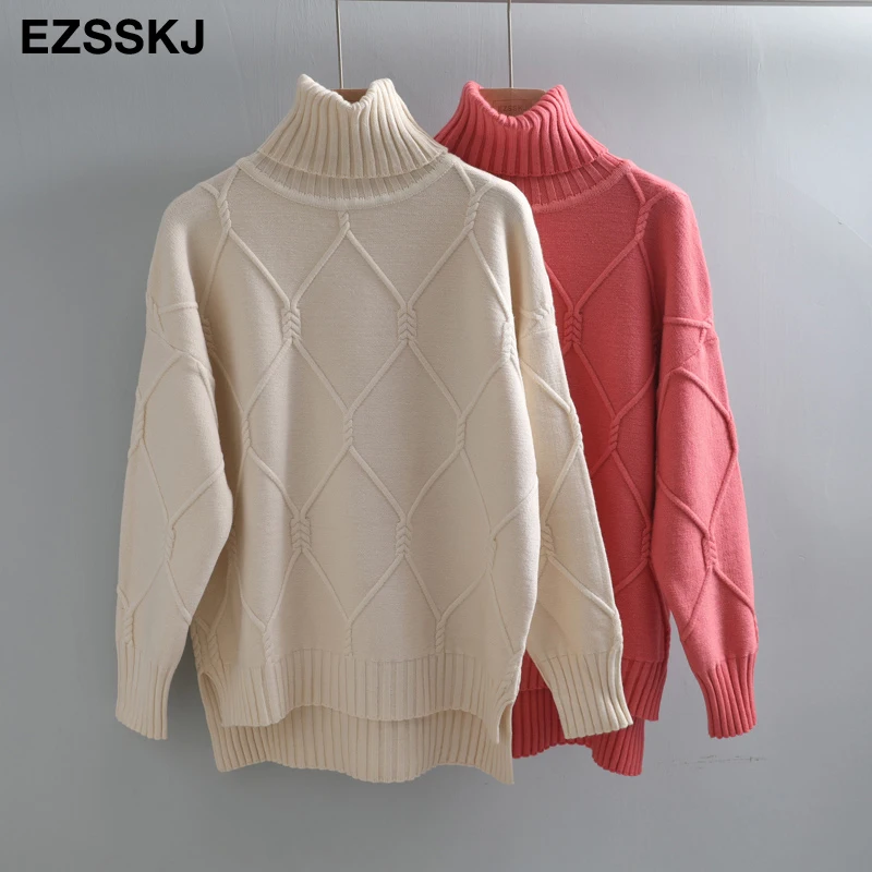 Осень-зима 2020 водолазка оверсайз толстый шерстяной Женский Повседневный большой