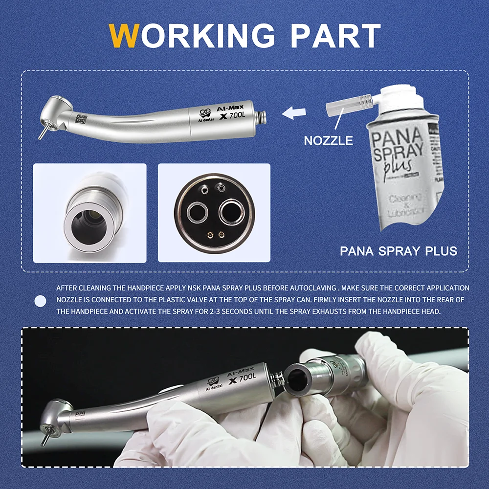 

Dental supplies high speed handpiece 4 holes generator LED adapter combination package X700L steel body with ceramic bearing