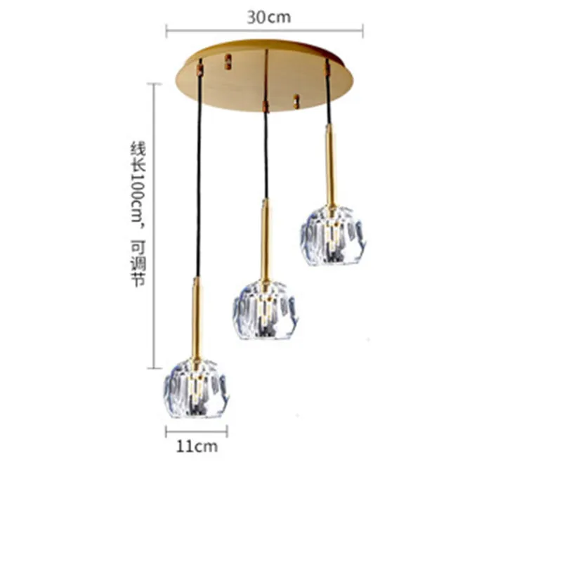 

Led Pendant Lights Crystal Ball Copper Industrial Lamp Nordic Hanging Lamp For Bedroom Dining room Loft luminaire suspension