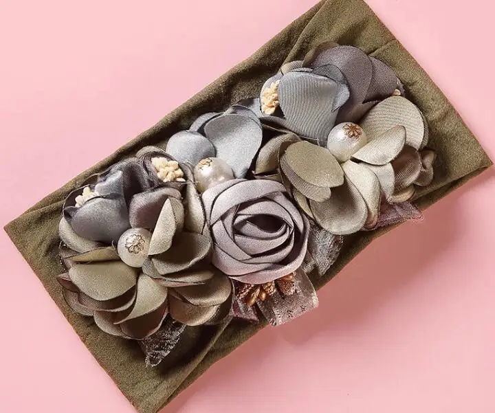 16 шт./лот Детские нейлоновые повязки на голову с цветами из бутика атласные