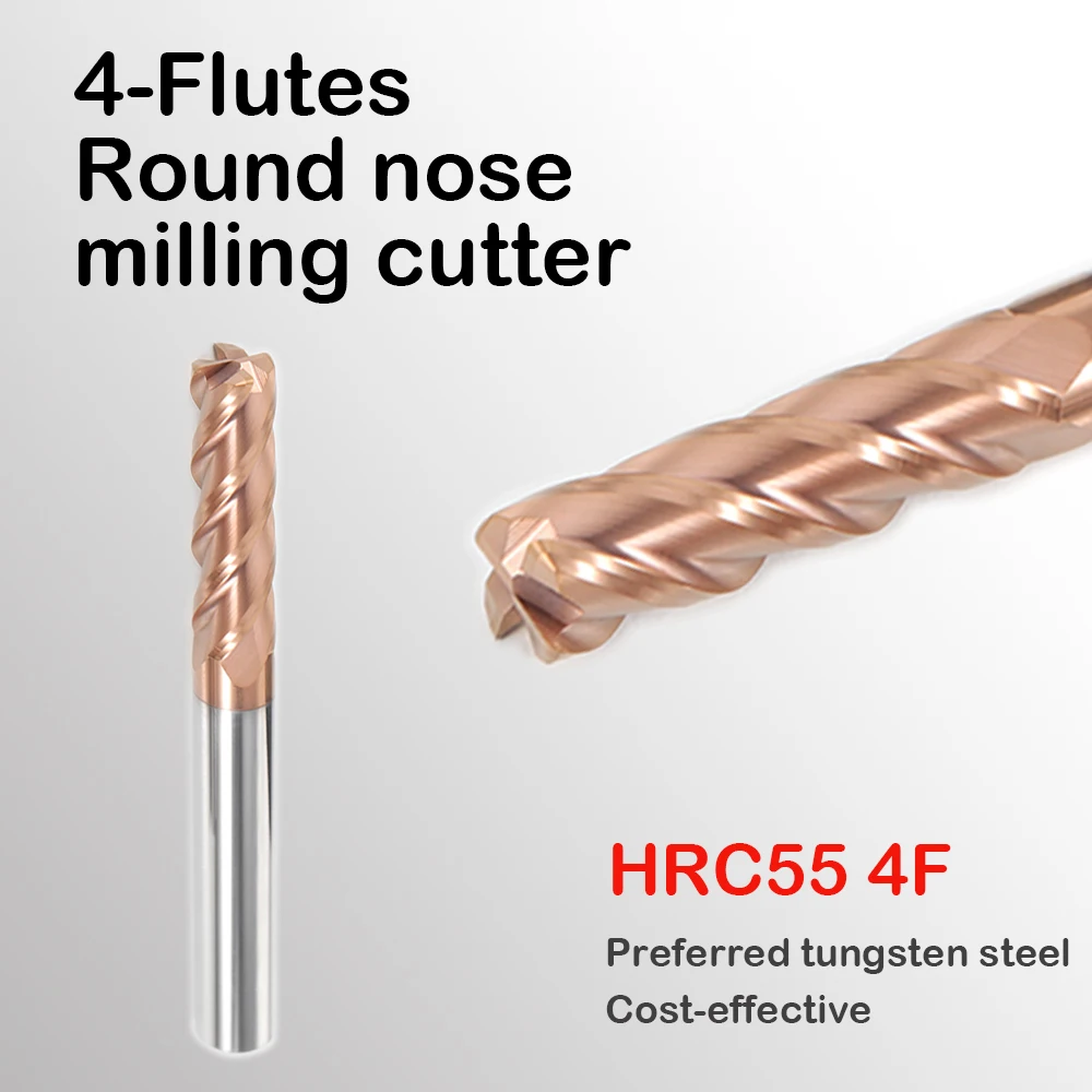 

Corner Rounding Carbide End Mill HRC55 4 Flutes Milling Cutter Alloy Coating Tungsten Steel Tool CNC Cutting Tool Machining