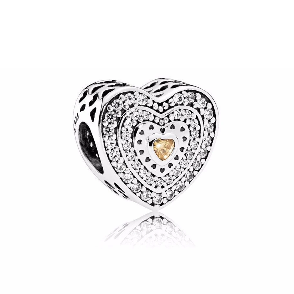 Fashion New 100% 925 Silver Heart Beads for DIY Charm Bracelet High End 1:1 Original Valentine's Day Gift Free Shipping | Украшения и