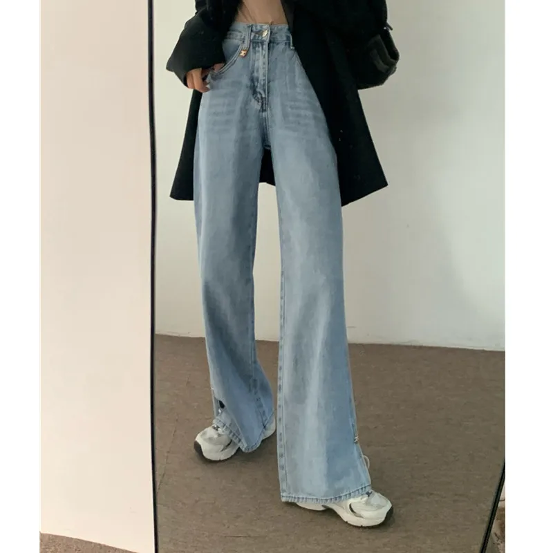 

Woman Jeans High Waist Denim Pants Wide Leg Denim Blue Jeans Vintage High Quality Fashion Straight Jeans