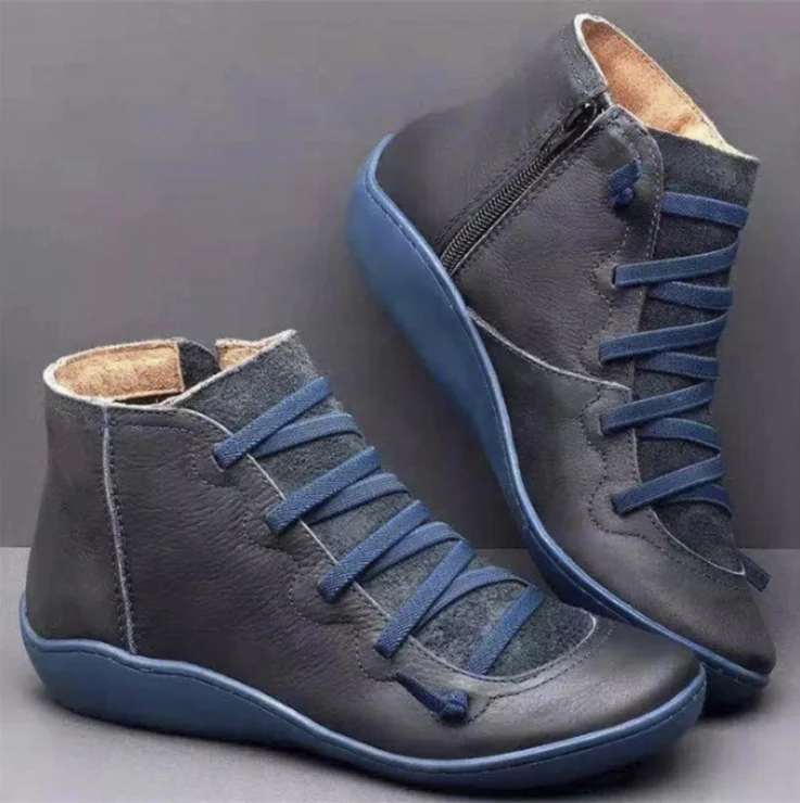 

Winter Snow Boots Genuine Leather Ankle Spring Flat Shoes Women Short Brown Boots with Fur 2020 for Women Lace Up Boots
