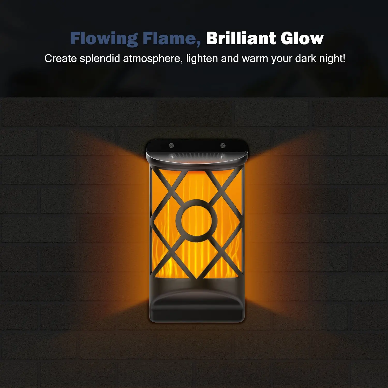 IP65 Солнечный пожарный светильник с эффектом пламени настенный фонарь