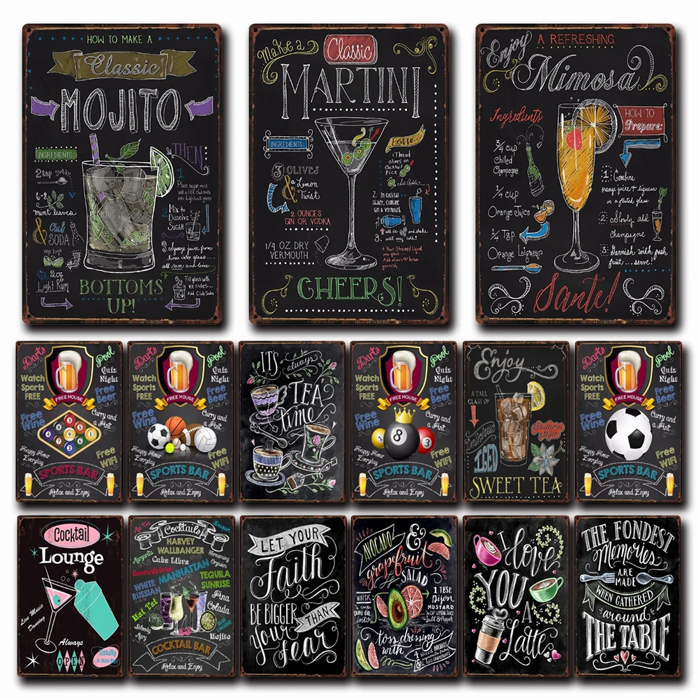 [Kelly66] футбольный Баскетбол Бар Пиво Мохито чай коктейль жестяной знак плакат