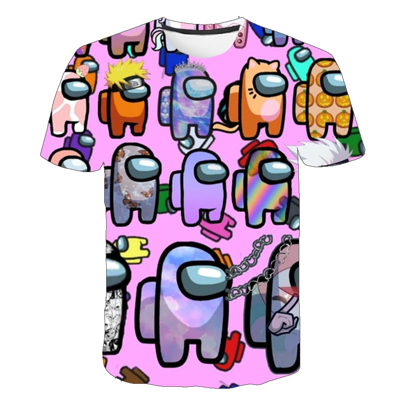 

2021 Summer Novelty T-Shirt Children Baby Kids Boys and Girls Clothes Breathable Cool Cartoon 3D Among-Us Short Sleeved Fashion