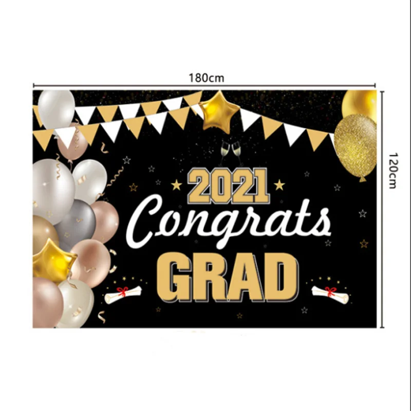 

Large Size 180 *120cm 2021 Congrats Grad Graduation Party Decorations Background Banner DIY Graduation Party Cloth Banner Flag