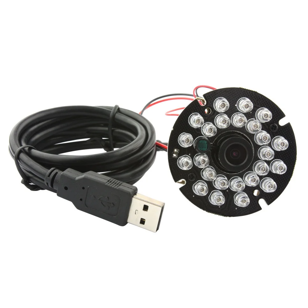 ELP Бесплатная драйвер 5V 24 шт ИК светодиодный Ночное видение веб камера HD USB2.0 1MP 30fps