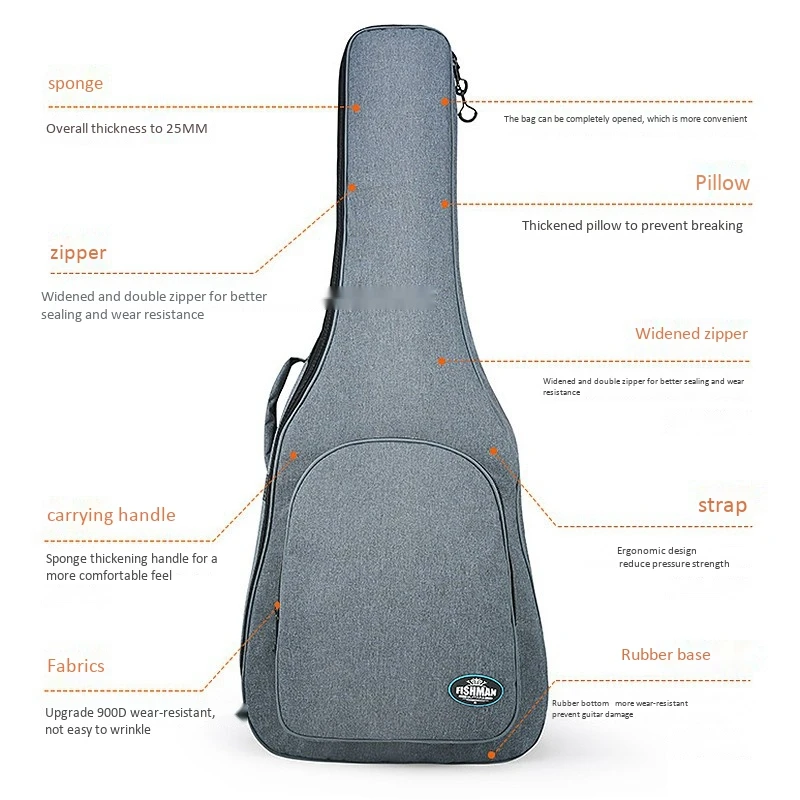 Сумка для гитары FISHMAN 41 дюймов Акустическая классическая сумка чехол рюкзак 25 мм