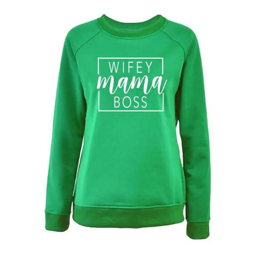 

Wifey Mom Boss Letters Print Crew Neck Hoodies For Women Hoodies Women Sweatshirts Femmes Kawaii Cute Pattern Pockets Funny