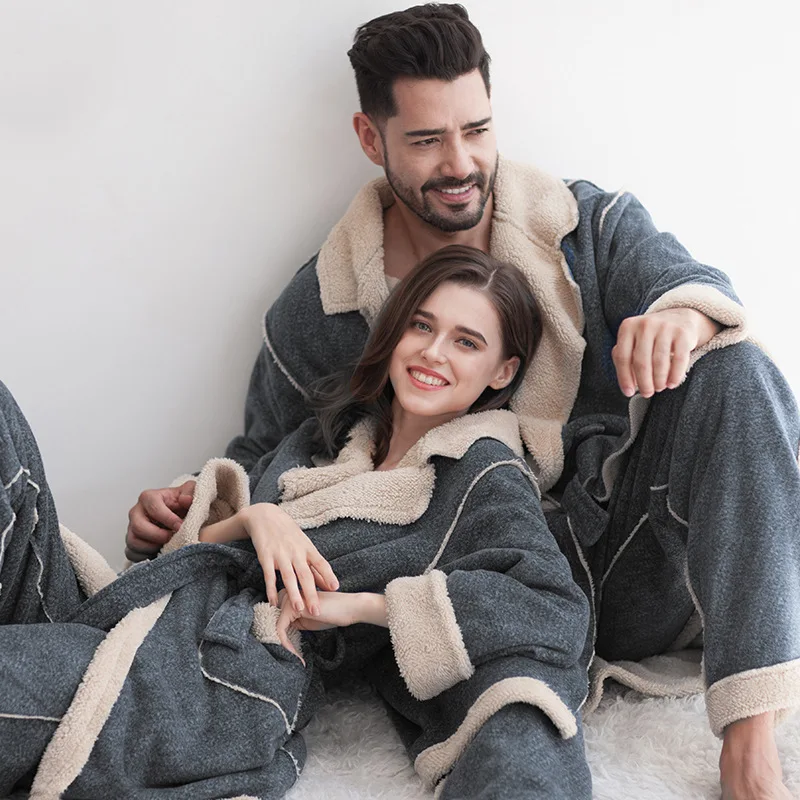 

Winter Lovers Nightgown Men And Women Thicken Plus Size Bathrobe Nightgown Plus Long Nightgown Coral Velvet Bathrobe Nightgown