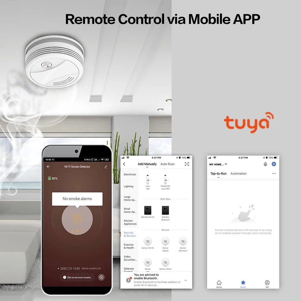 Wi Fi Tuya Smart детектор дыма Сенсор 80DB пожарная сигнализация противопожарной защиты