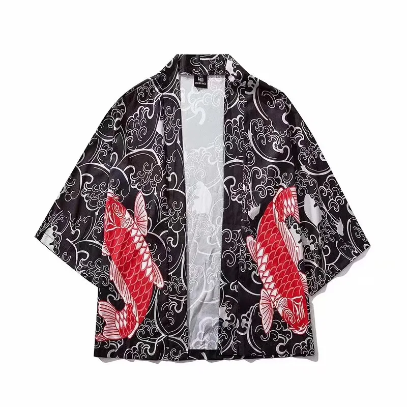 Самурайский кран японское кимоно Haori мужской женский кардиган китайский дракон Традиционная японская одежда азиатская одежда