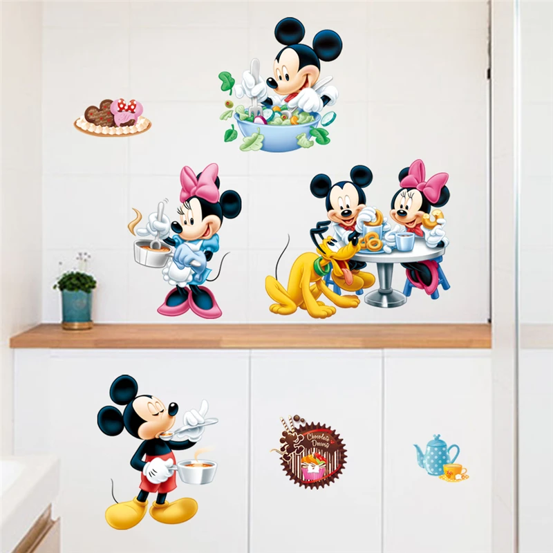Disney Mickey Minnie Mouse Pluto Cooking Wall Stickers Home Decor Living Room Cartoon Decals Pvc Mural Art Diy Posters | Дом и сад